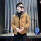 Jason's trendy brand handsome workwear down jacket men's winter thickened stand-up collar cotton jacket 2025 new men's winter jacket F122 coffee color M recommended 95-110Jin Jin equals 0.5 kg