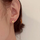 Pumanzhuji is highly practical, retro, compact, 18K gold gold bean gold ball for daily commuting, ear piercing, gold-covered, anti-allergic and versatile, a pair of 3MM bean earrings, titanium anti-allergenic