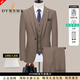 DVHNMK luxury brand men's suit suit men's business formal wedding dress British style retro high-end suit khaki color ready for delivery L (recommended 105-120 Jin Jin equals 0.5 kg) ready for delivery
