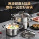 Botik 304 stainless steel steamer and soup pot all-in-one dual-purpose induction cooker gas stove special thickened household two-layer food grade 4-5 person soup pot + single steaming grid 24cm