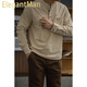 ElegantMan's workwear American retro cotton half-cardigan henley shirt with different color thread pocket shirt loose tough guy style men's winter apricot M
