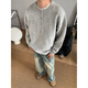 Xiaotu Daren American Henry Collar Sweater Men's Autumn and Winter Lazy High-Quality Knitwear High Street Trendy Versatile Warm Top Light Gray XL