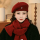 Xiaohongshu’s popular Korean style warm beret hat for women in spring and autumn, fashionable and stylish, showing face, little painter, black M (56-58cm), one size fits all