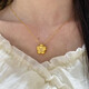 18K gold diamond flower pendant for girlfriend camellia necklace female birthday gift fashion pendant for Valentine's Day yellow K chain