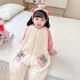 Girls sleeping bag one-piece coral winter thickened double layer baby autumn and winter children's flannel winter pajamas strawberry pink 90