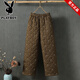 Playboy (PLAYBOY) wide-leg down cotton pants for women winter new warm outer wear high-waist fashion embroidered casual straight outer wear mom cotton pants black 3XL 135-150Jin Jin equals 0.5 kg