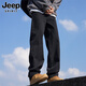 JEEP SPIRIT吉普牛仔裤男士秋冬季直筒裤子男美式宽松休闲裤 黑色 XL