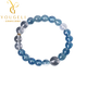 Yogurt 18K Gold Natural Brazilian Aquamarine Bracelet Women's Ice Devil Blue Bracelet Hand Decoration Gift Beads 8mm