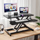 Lifting computer desk workbench computer lifting desktop workstation stand standing lifting office desk business black-double layer 65CM pneumatic stepless lift