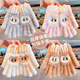 Children's new pull cloth gloves winter for boys and girls plus velvet and thickening cute and warm five-finger writing baby cold-proof beige overalls half-finger gloves Recommended age 7-14 years old