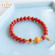 Layun Feiyin Nanhong Bracelet Red Agate Beads Bracelet Women's Beads Natural Beeswax Duobao Bracelet Sterling Silver Four-leaf Clover Hihe 8mm Nanhong Honey Rhyme 18-19cm Hand Circumference