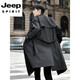 JEEP SPIRIT2025 new style windbreaker men's mid-length over the knee spring and autumn men's coat double-breasted Cthulhu civilian coat trendy black M