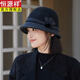 Hengyuanxiang woolen fisherman hat for women in autumn and winter, Korean version, versatile, warm and elegant for middle-aged and elderly people, British retro basin hat, burgundy, one size fits all