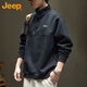 JEEP Jeep sweatshirt men's autumn and winter heavy embroidered bottoming shirt casual trendy tops for men black 3XL