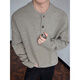 Luyard American trendy high street retro Henry collar woolen clothes for men in autumn and winter versatile high-end bottoming sweaters and clothes Khaki XL