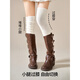 Shiganu white socks women's autumn and winter stockings with boots for women piled pressure socks high knee-high calf socks white + apricot + khaki one size fits all _ can be straight or stacked