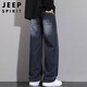 JEEP SPIRIT Jeep Scimitar Jeans Men's Autumn and Winter Retro Gradient Trendy Loose Straight Pants Blue Gray XL