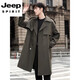 JEEP SPIRIT2025 new style windbreaker men's mid-length over the knee spring and autumn men's coat double-breasted Cthulhu civilian coat trendy black M