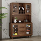 Aesfor New Chinese sideboard solid wood frame wine cabinet living room tea cabinet integrated wall height multi-function cabinet cabinet B844 [Length 140 width 40 height 200cm]
