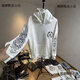 Chrome Heart CH Sanskrit Horseshoe Thousand Needle Embroidery Hooded Sweatshirt Heavy Cotton Plus Velvet Thickened Sweatshirt Top Edition Horseshoe Heavy Sweatshirt Black S Size 80-100Jin Jin is equal to 0.5 kg