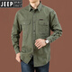 JEEP SPIRIT Jeep Men's Pure Cotton Long-Sleeved Shirt Spring and Autumn New Outdoor Workwear Casual Double Pocket Loose Large Size Shirt Military Green 1388 2XL