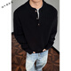 Yuexiang Henry Collar Sweater Boys Autumn and Winter Lazy Style Knitted Sweater Cleanfit Warm Couple Versatile Jacket Floral Gray L X