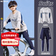 McTicco children's quick-drying suit boys' badminton sports training clothes spring and autumn long-sleeved middle and large children's basketball outdoor cycling clothes 19638 gray + 16121 dark blue 130 130cm