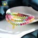 Bailuoqi Neon Rainbow Tourmaline Jade 108 Buddha Beads Bracelet Women's Light Luxury 999 Gold Bracelet Three Circles Beads 4mm