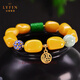 La Yun Feiyin Follow-up Chicken Fat Yellow Beeswax Bracelet Women's Accessories Amber Old Honey Single Circle Bracelet Lutong Jasper Hand Jewelry