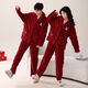 Victoria's style couple's coral velvet pajamas autumn and winter thickened animal year wedding suit for women and men winter bright red female 7149-male 7150 thickened M female + male L (two sets of prices)