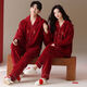 Victoria style coral pajamas for couples red newlywed flannel zodiac year home clothes for men autumn and winter wedding thickened suit A58772 female 58771 male M female