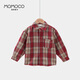 Mami Maka (MOMOCO) children's shirt winter velvet children's clothing boys versatile casual shirt red 140 New Year's greetings clothing