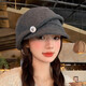 Shen Shi Yi Japanese retro pleated beret women's 2025 new versatile Baotou hat big head circumference showing face little painter hat trendy love button beret dark gray one size