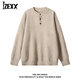 IZEXX knitted sweater Henry collar sweater men's autumn loose and versatile casual sweatshirt inner top MY19 light gray XL