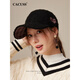 CACUSS Teddy Velvet Baseball Hat Women's Winter Fashion Antique Warm and Cold-proof Plaid Face Revealing Small Versatile Peaked Cap Black_ Sweet and Cool Antique Style Adjustable (57-59cm)