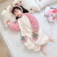 Girls sleeping bag one-piece coral winter thickened double layer baby autumn and winter children's flannel winter pajamas strawberry pink 90