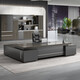 Boss desk office simple modern grand office desk fashion light luxury president desk manager desk supervisor desk ebony wood + iron gray 1.6 meters boss table including side cabinets