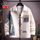Kuraishi Kazuki trendy fashion jacket men's autumn and winter shirt new light luxury casual versatile Korean style high-end plus velvet white plus velvet 2XL