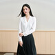 Lady Bird white V-neck shirt women's light workplace commuting wear long-sleeved top business formal wear with chiffon shirt