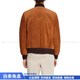 COACH fashionable and versatile trendy color-blocked suede zipper leather jacket for men orange Christmas gift Orange S