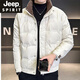 JEEP SPIRIT Down Jacket Men's Winter 2025 New Thickened Warm Jacket Stand Collar Fashion Men's Jacket Cold Protection Beige M Recommendation 90-115Jin Jin equals 0.5 kg