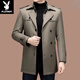 Playboy (PLAYBOY) fashion brand autumn and winter mid-length windbreaker for middle-aged and elderly men thickened removable wool liner business jacket trendy khaki long XL 180 size 145-165Jin Jin is equal to 0.5 kg