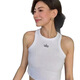 ALOGANT Spring Sleeveless Tank Top Casual Sports Slim Short Threaded Top White M