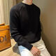 Deyun Derun Anti-pilling Autumn and Winter Korean Style Solid Color Casual Thick Sweater Men's Pullover Jacquard Striped Henry Collar Bottoming Sweater White L