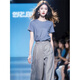 Oudihui (Oudihui) 2025 this year's popular casual pants women's summer match with a whole set of clothes, light-maturity wide-leg pants two-piece suit, blue suit, L

