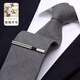 Lsiakt Wolle Krawatte Herrenmänner für formale Kleidung Businessanzug grau professionell bester Mann lässige Herrenkrawatte ohne Knoten grau [Zipper -Krawatte + Krawattenclip]