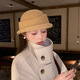 Hat Winter Hepburn Style Elegant Woolen Women's Autumn Style Knitted Fisherman Hat Warm and Versatile Black One Size (55-59cm)