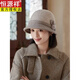 Hengyuanxiang woolen fisherman hat for women in autumn and winter, Korean version, versatile, warm and elegant for middle-aged and elderly people, British retro basin hat, burgundy, one size fits all