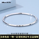 Miss JuJu PT950 platinum bracelet for women, white gold, round plain ring, stacked thin bracelet, semi-solid, inner diameter 54mm, weight 8.51g, about 3mm thick