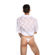 Sm Shameful Thong Thin Men's Lace Pajamas Thong Set Loose Breathable Kimono Bath Black Lace Bathrobe + Thong S